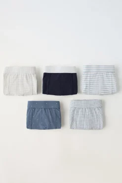 Niños ZARA 6 - 14 Años·Ropa Interior / Calcetines<6-14 AÑOS/ PACK CINCO BÓXER CUADROS Y RAYAS