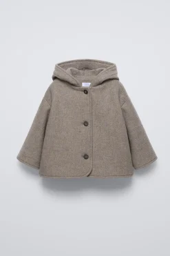 Niños ZARA 0 - 6 Meses·Sacos / Buzos|6 - 18 Meses·Abrigos / Buzos<ABRIGO CON LANA MANTECO