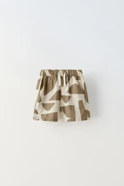 Niños ZARA 1½ - 6 Años·Pantalones / Leggings|6 - 18 Meses·Braguitas / Bermudas<BERMUDA ESTAMPADA CON LINO