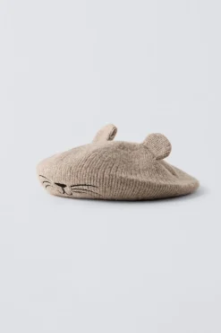 Niños ZARA 1½ - 6 Años·Accesorios|6 - 14 Años·Accesorios<BOINA PUNTO OREJITAS BORDADO