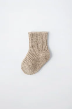 Niños ZARA 0 - 6 Meses·Punto|0 - 6 Meses·Ropa Interior / Pijamas<CALCETÍN CON LANA Y CASHMERE