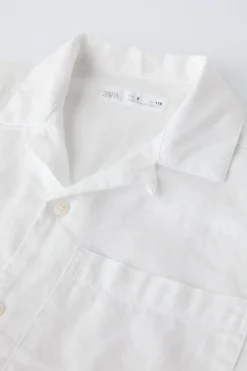 Niños ZARA 6 - 14 Años·Camisas / Sobrecamisas<CAMISA ALGODÓN CON LINO