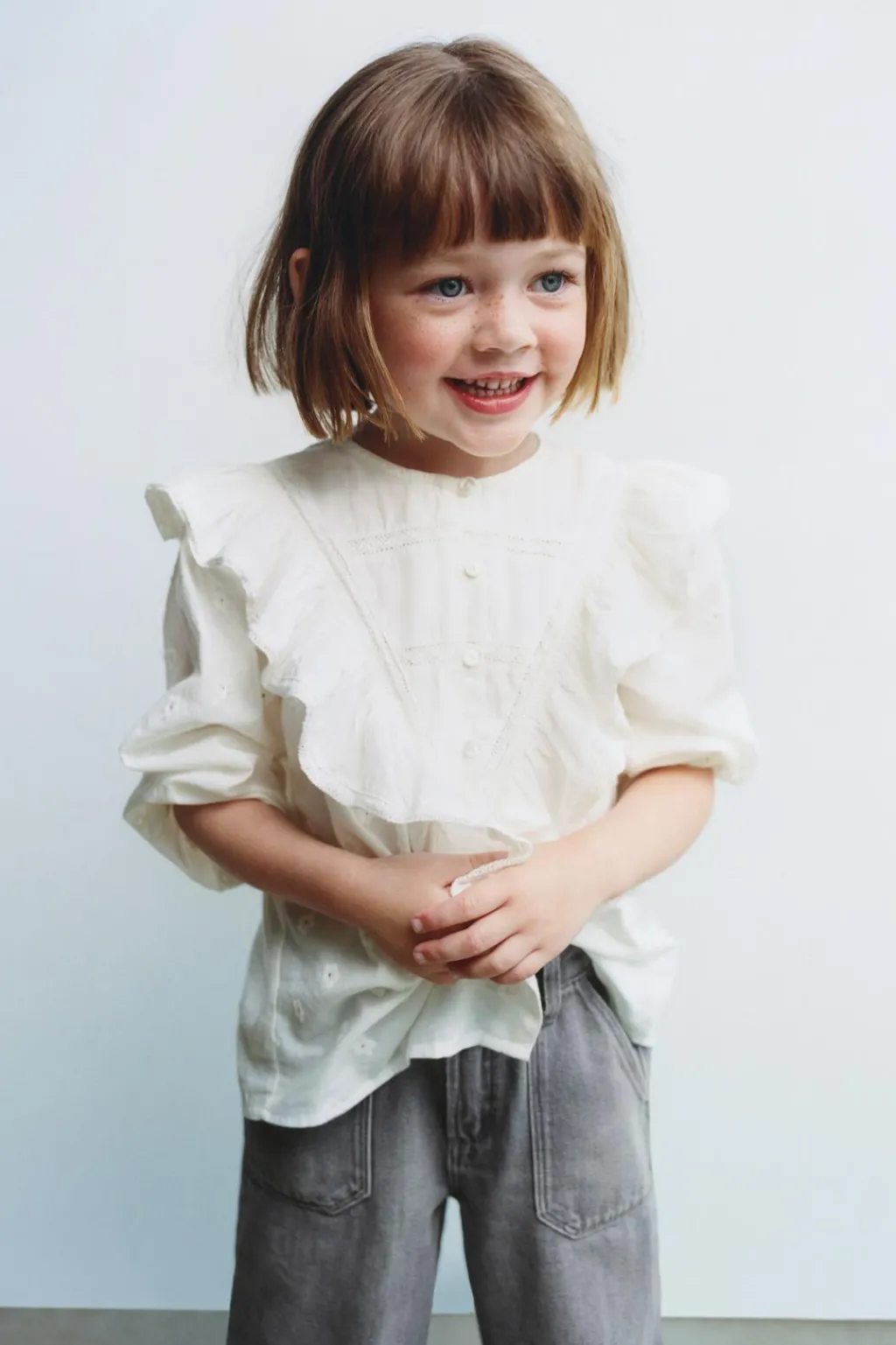 Niños ZARA 1½ - 6 Años·Camisas<CAMISA BORDADA VOLANTE