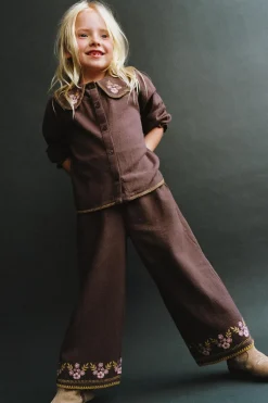 Niños ZARA 1½ - 6 Años·Camisas<CAMISA BORDADOS FLORES