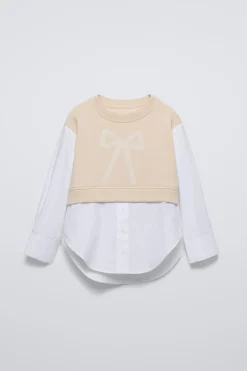 Niños ZARA 6 - 14 Años·Blusas / Camisas<CAMISA COMBINADA LAZO