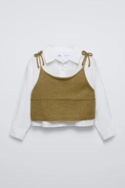 Niños ZARA 6 - 14 Años·Blusas / Camisas<CAMISA COMBINADA TOP PUNTO