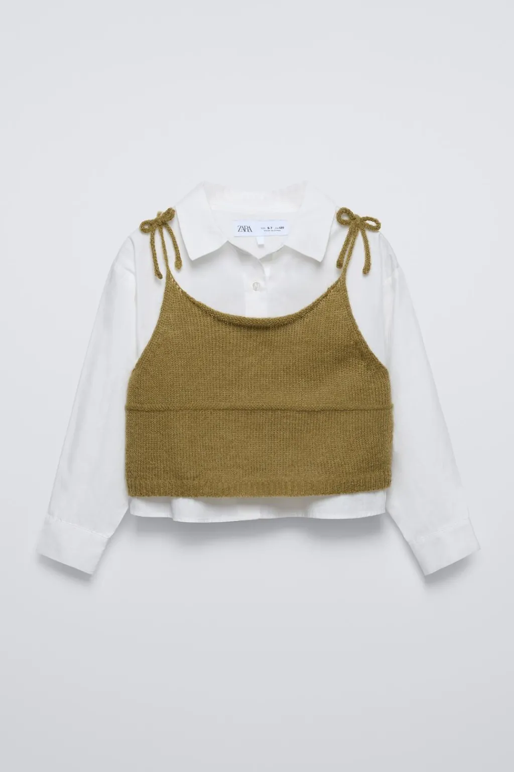 Niños ZARA 6 - 14 Años·Blusas / Camisas<CAMISA COMBINADA TOP PUNTO