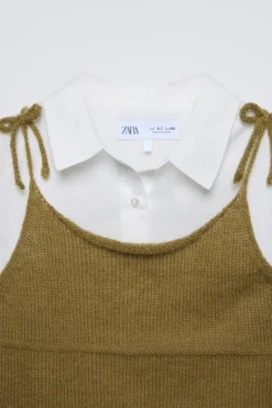 Niños ZARA 6 - 14 Años·Blusas / Camisas<CAMISA COMBINADA TOP PUNTO