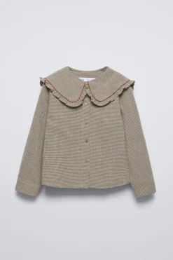 Niños ZARA 6 - 14 Años·Blusas / Camisas<CAMISA CUADRO VICHY CUELLO BOBO