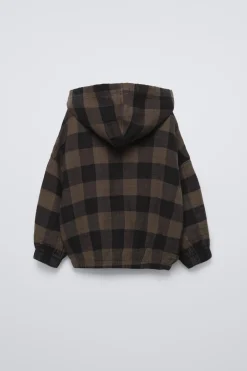 Niños ZARA 1½ - 6 Años·Camisas|1½ - 6 Años·Camisas / Sobrecamisas<CAMISA CUADROS CAPUCHA
