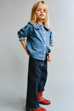 Niños ZARA 1½ - 6 Años·Camisas|1½ - 6 Años·Jeans / Denim<CAMISA DENIM CUELLO BORDADO