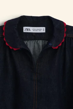 Niños ZARA 6 - 14 Años·Blusas / Camisas<CAMISA DENIM CUELLO ONDAS LIMITED EDITION