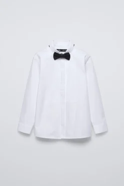 Niños ZARA 6 - 14 Años·Camisas / Sobrecamisas|6 - 14 Años·Trajes<CAMISA PAJARITA SATINADA EXTRAÍBLE