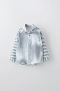 Niños ZARA 1½ - 6 Años·Camisas / Sobrecamisas<CAMISA RAYAS BOLSILLO
