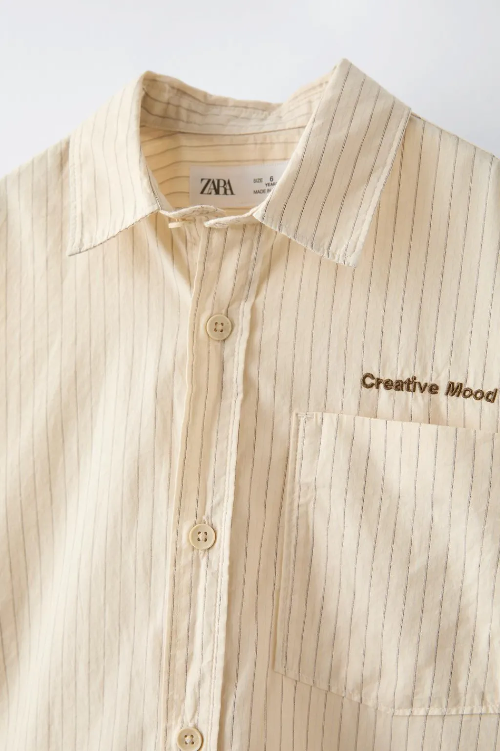Niños ZARA 6 - 14 Años·Camisas / Sobrecamisas<CAMISA RAYAS BORDADO