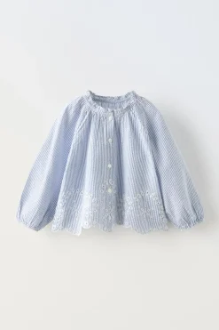 Niños ZARA 1½ - 6 Años·Camisas<CAMISA RAYAS BORDADO SHIFFLY