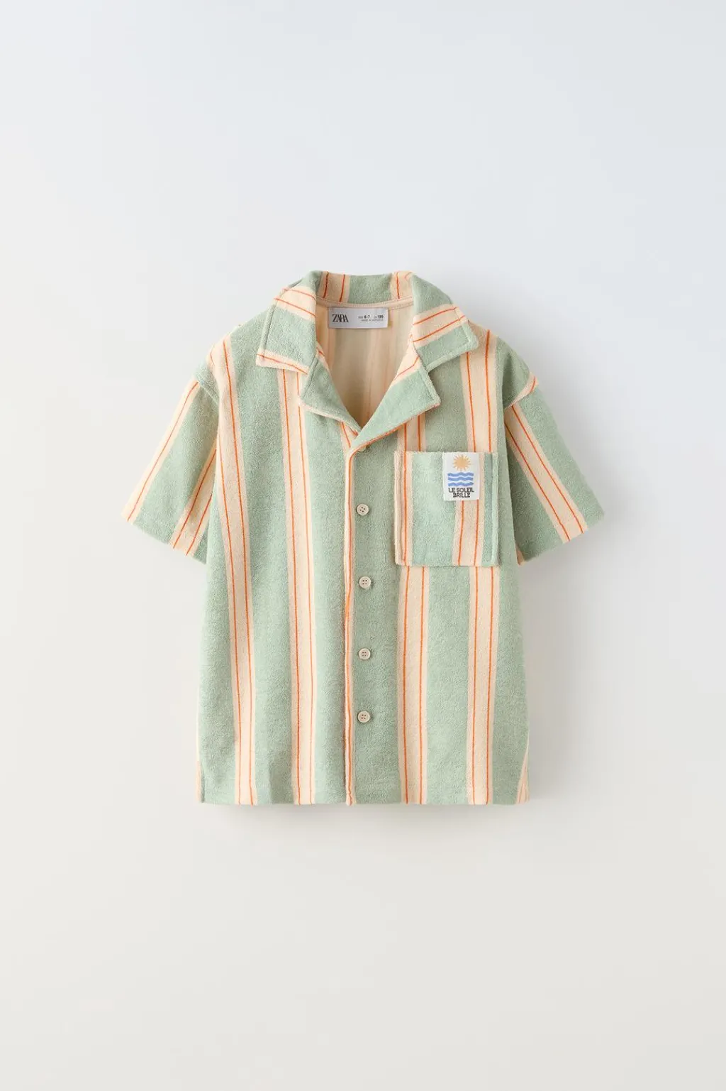 Niños ZARA 6 - 14 Años·Camisetas|6 - 14 Años·Camisas / Sobrecamisas<CAMISA RAYAS TOALLA ETIQUETA