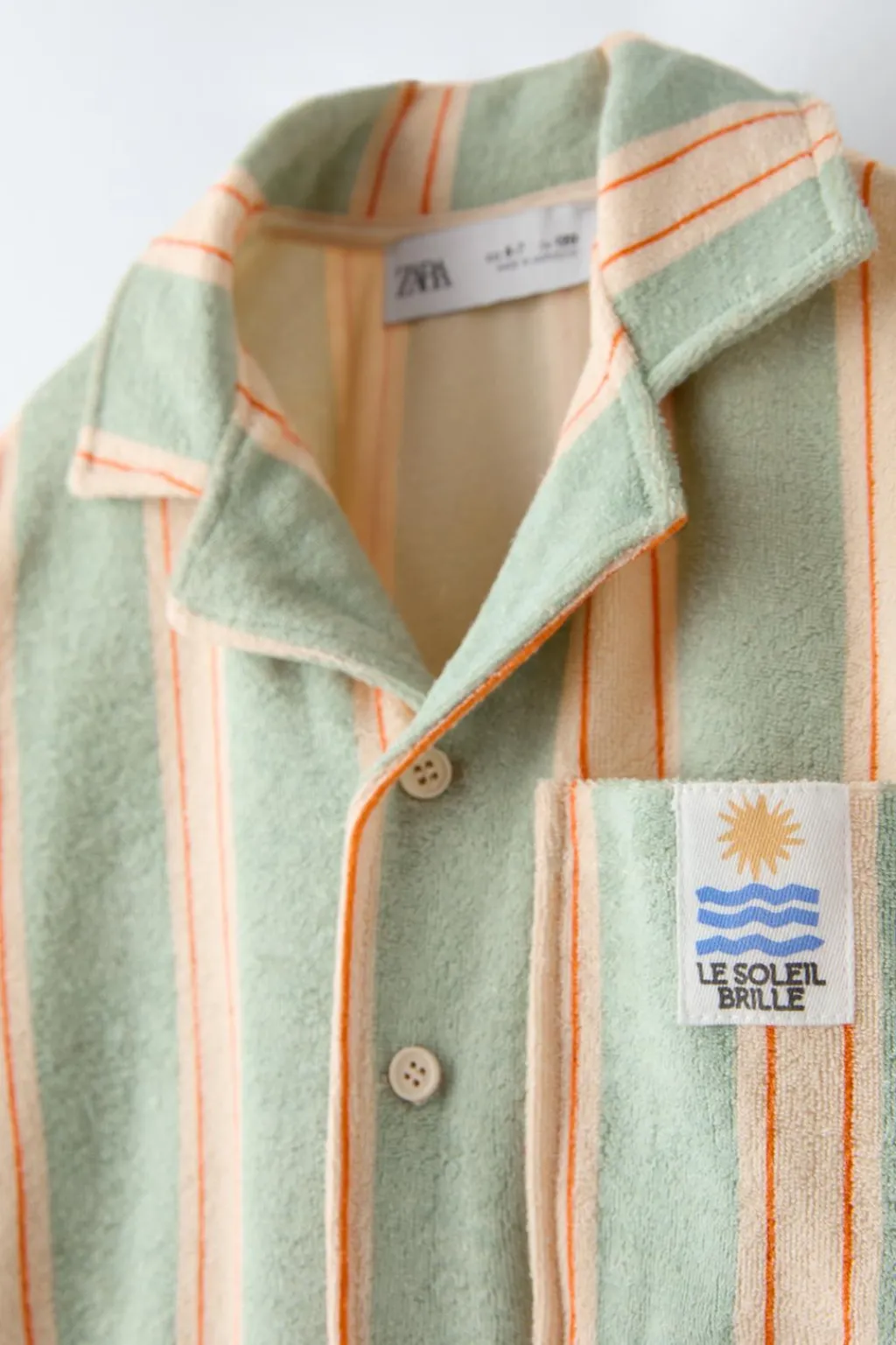 Niños ZARA 6 - 14 Años·Camisetas|6 - 14 Años·Camisas / Sobrecamisas<CAMISA RAYAS TOALLA ETIQUETA