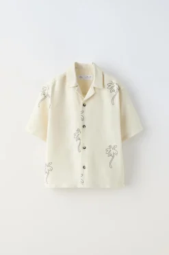 Niños ZARA 6 - 14 Años·Camisas / Sobrecamisas<CAMISA RÚSTICA PALMERAS