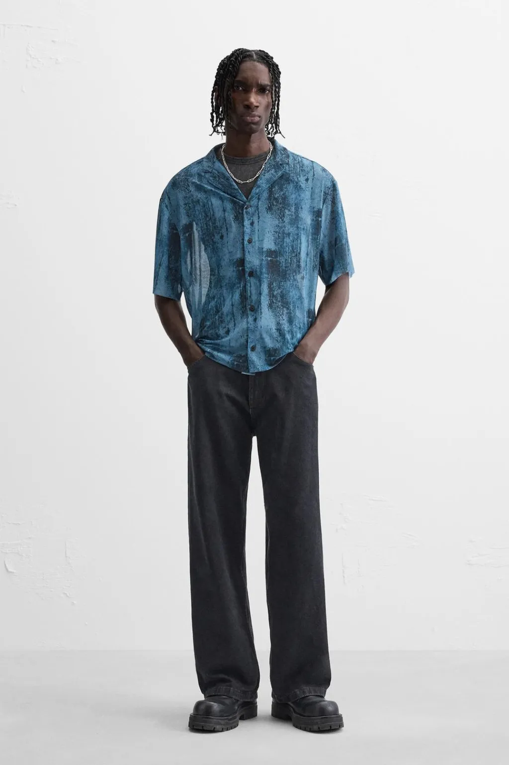 Sale CAMISA SEMITRANSPARENTE ESTAMPADA Hombre Camisas