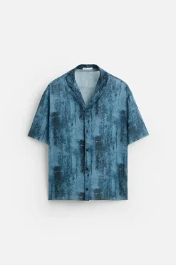 Sale CAMISA SEMITRANSPARENTE ESTAMPADA Hombre Camisas
