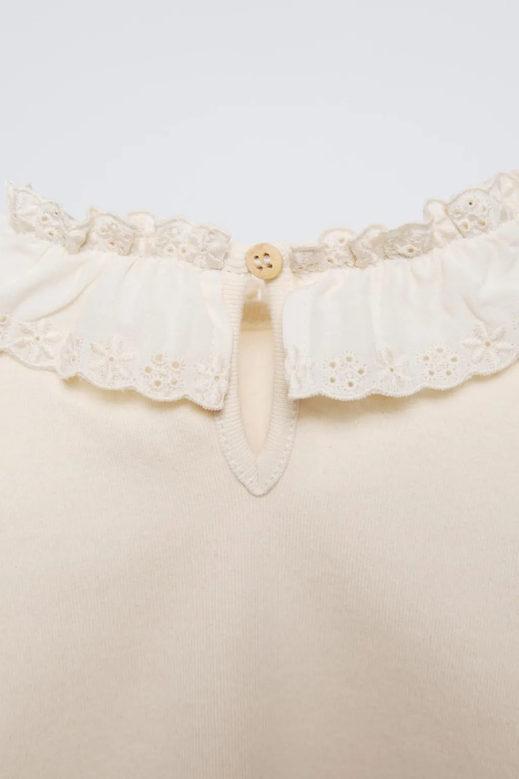Niños ZARA 6 - 18 Meses·Camisetas|6 - 18 Meses·Camisas<CAMISETA CUELLO BORDADO SUIZO