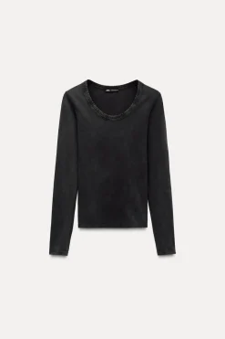 Discount CAMISETA CUELLO OLLA EFECTO LAVADO Mujer Camisetas