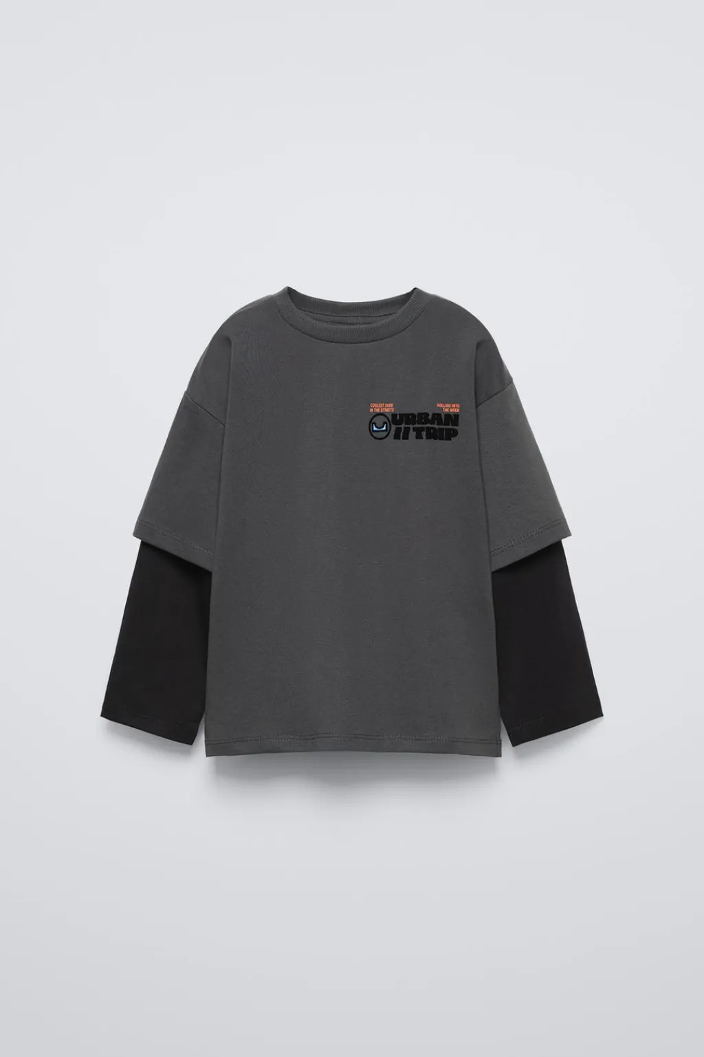Niños ZARA 1½ - 6 Años·Camisetas|6 - 18 Meses·Camisetas<CAMISETA DOBLE MANGA LOGO FLOCK