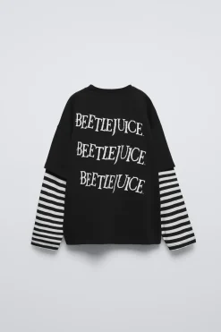 Niños ZARA 6 - 14 Años·Camisetas<CAMISETA DOBLE MANGA RAYAS BEETLEJUICE ™