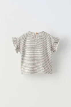 Niños ZARA 6 - 18 Meses·Conjuntos|6 - 18 Meses·Camisetas<CAMISETA RAYAS VOLANTES