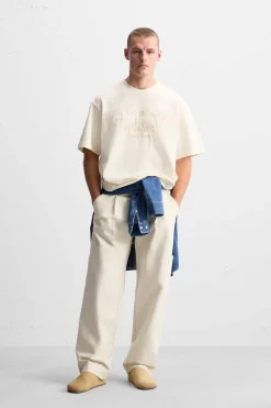Outlet CAMISETA TEXTO BORDADO Hombre Camisetas