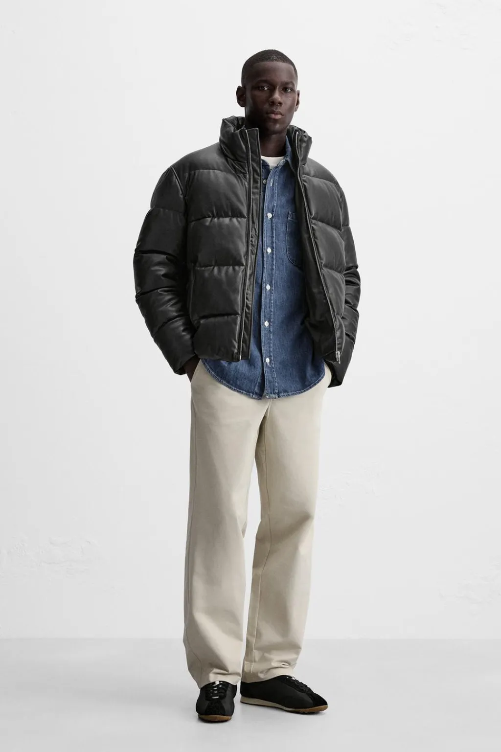 New CAZADORA ACOLCHADA EFECTO PIEL Hombre Plumíferos