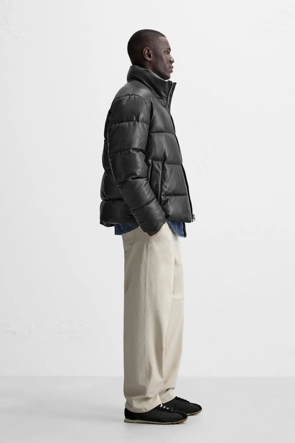 New CAZADORA ACOLCHADA EFECTO PIEL Hombre Plumíferos