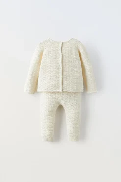 Niños ZARA 0 - 6 Meses·Punto|0 - 6 Meses·Leggings / Polainas<CONJUNTO ALGODÓN SEDA PUNTO ESTRUCTURA