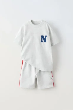 Niños ZARA 6 - 14 Años·Camisetas|6 - 14 Años·Pantalones<CONJUNTO FELPA CAMISETA Y BERMUDA BANDAS