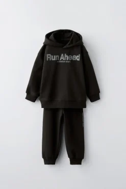 Niños ZARA 1½ - 6 Años·Sudaderas|1½ - 6 Años·Pantalones<CONJUNTO FELPA SUDADERA Y JOGGER TEXTO
