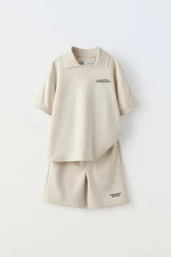 Niños ZARA 6 - 14 Años·Camisetas|6 - 14 Años·Pantalones<CONJUNTO INTERLOCK POLO Y BERMUDA