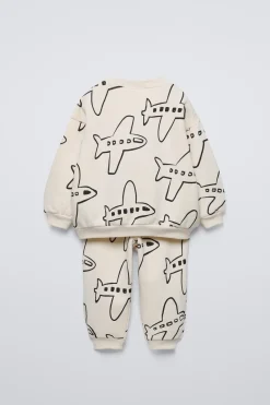 Niños ZARA 1½ - 6 Años·Sudaderas|1½ - 6 Años·Pantalones<CONJUNTO SUDADERA Y JOGGER AVIONES