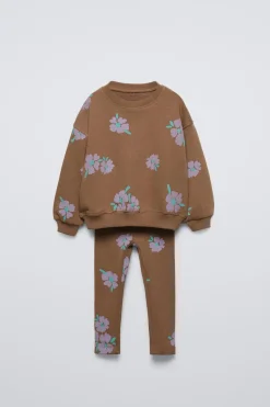 Niños ZARA 1½ - 6 Años·Sudaderas|1½ - 6 Años·Pantalones<CONJUNTO SUDADERA Y LEGGING RIB ESTAMPADO