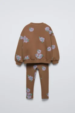 Niños ZARA 1½ - 6 Años·Sudaderas|1½ - 6 Años·Pantalones<CONJUNTO SUDADERA Y LEGGING RIB ESTAMPADO
