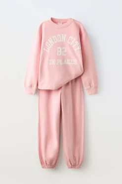 Niños ZARA 6 - 14 Años·Sudaderas|6 - 14 Años·Pantalones<CONJUNTO TEXTO SUDADERA Y PANTALÓN