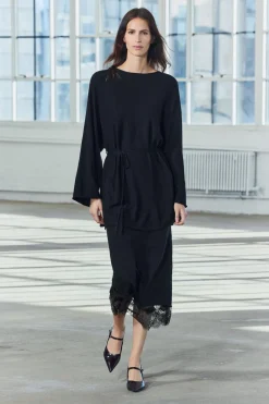 Outlet FALDA CON LANA BAJO ENCAJE Mujer Cárdigan / Jerséis|Punto