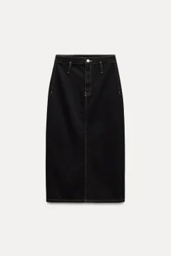 Clearance FALDA DENIM TRF PESPUNTES Mujer Faldas / Shorts