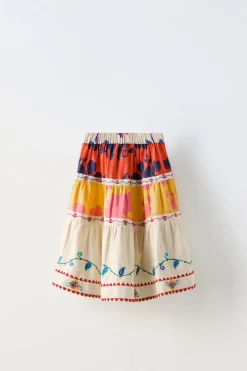 Niños ZARA 6 - 14 Años·Faldas / Bermudas|6 - 14 Años·Total Look<FALDA ESTAMPADA BORDADOS
