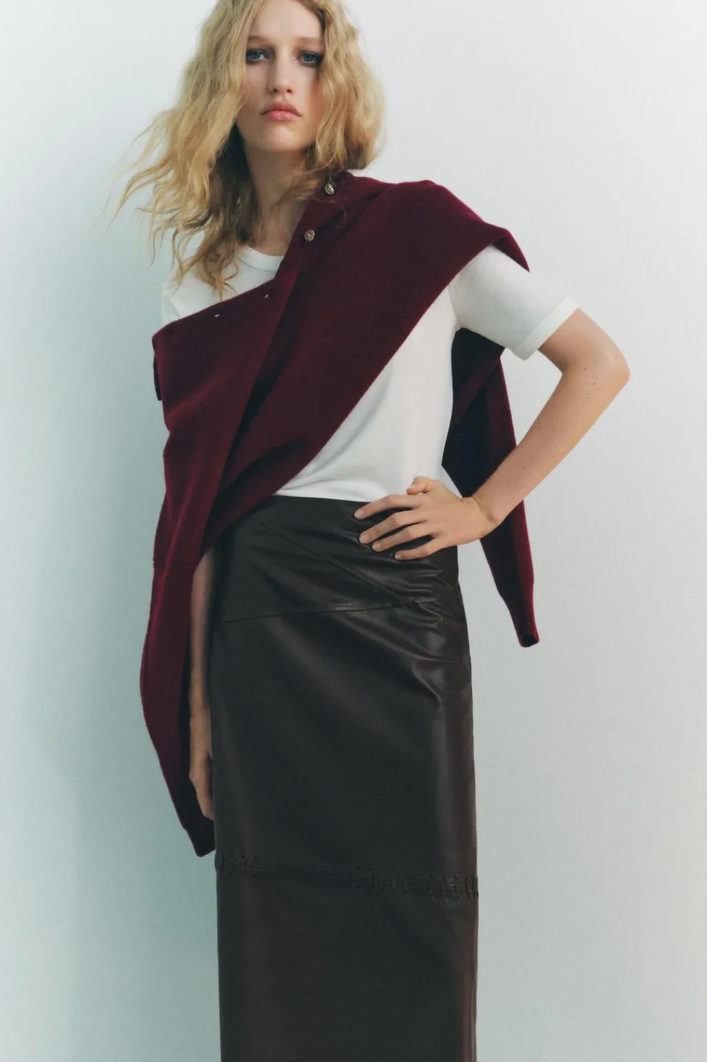 Best FALDA MIDI EFECTO PIEL Mujer Faldas / Shorts