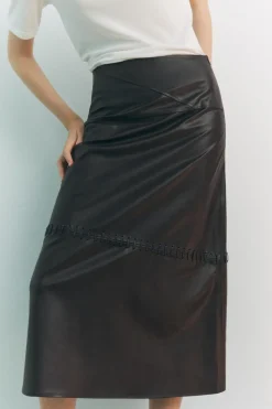 Best FALDA MIDI EFECTO PIEL Mujer Faldas / Shorts