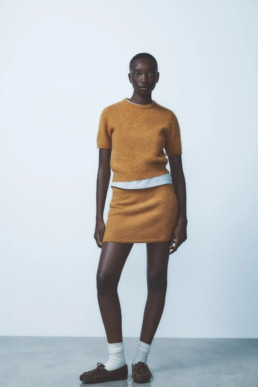 Clearance FALDA MINI CON ALPACA Y LANA Mujer Cárdigan / Jerséis|Punto