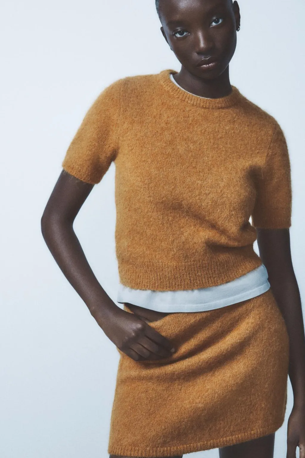Clearance FALDA MINI CON ALPACA Y LANA Mujer Cárdigan / Jerséis|Punto
