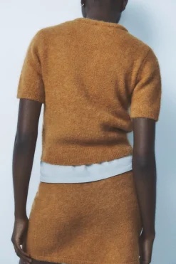 Clearance FALDA MINI CON ALPACA Y LANA Mujer Cárdigan / Jerséis|Punto