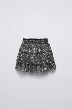 Niños ZARA 6 - 14 Años·Faldas / Bermudas<FALDA VOLANTES LENTEJUELAS